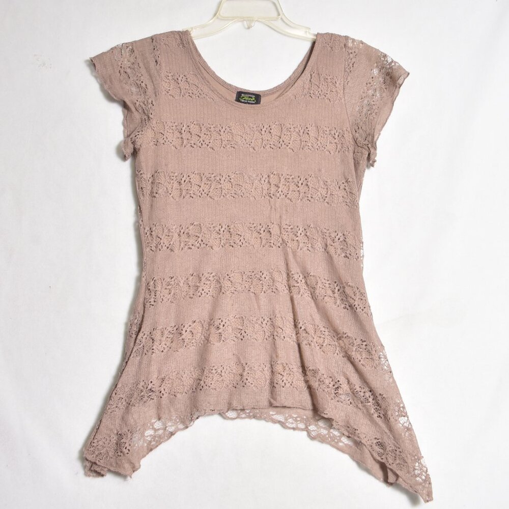 Shannon Ford Women's Tan Blouse Size Small Short Sleeve